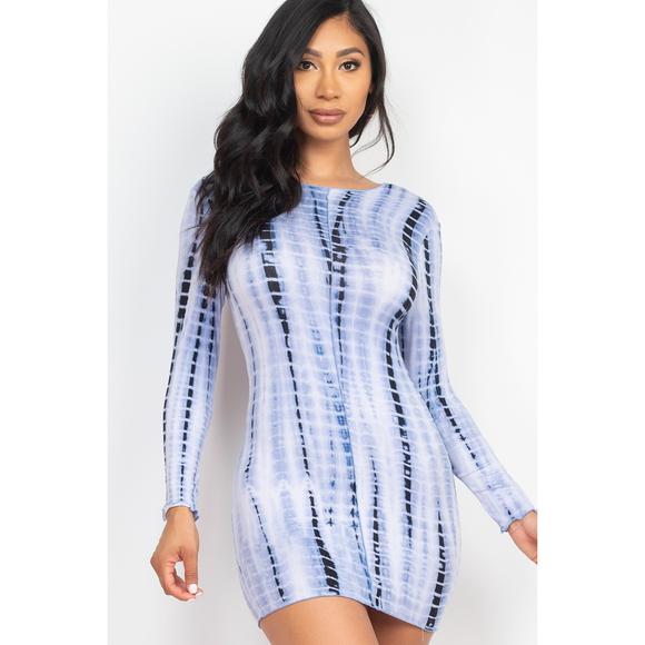 Rachell`s Boutique Dresses & Skirts - Tie-dye Printed Lettuce Trim Bodycon Dress